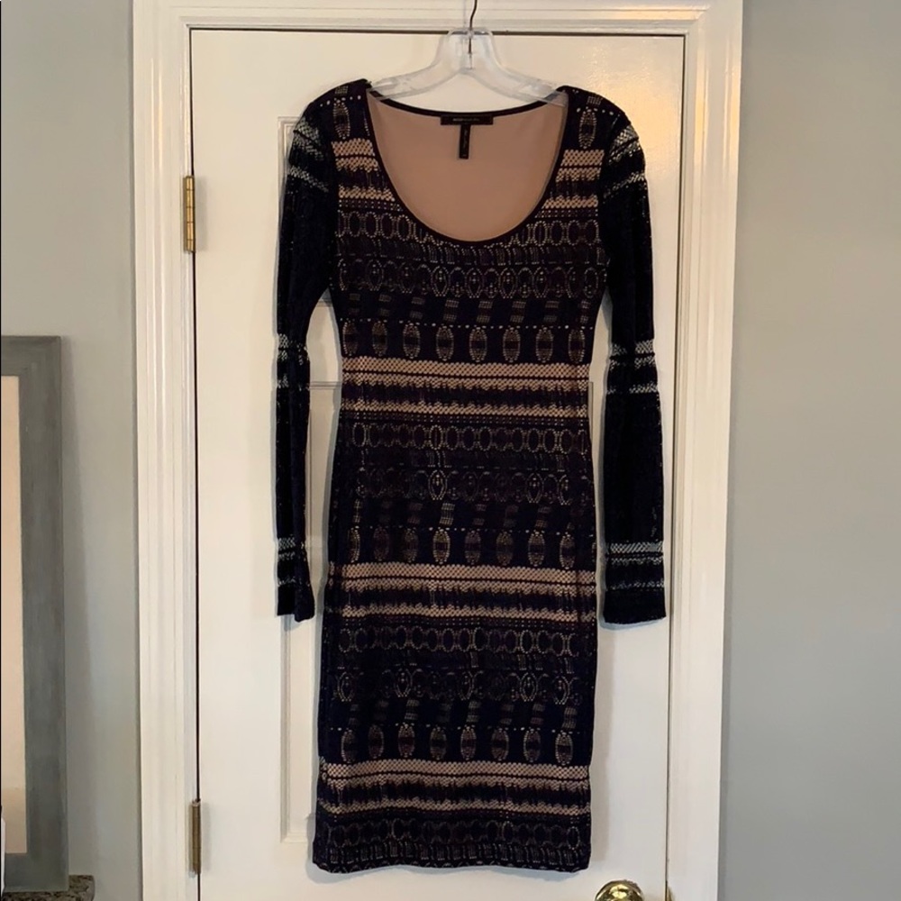 Navy blue long sleeve BCBG MaxAzria dress XS
